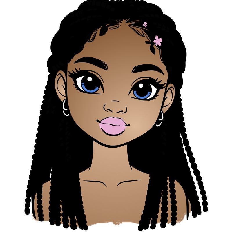 a realistic black girl with braids