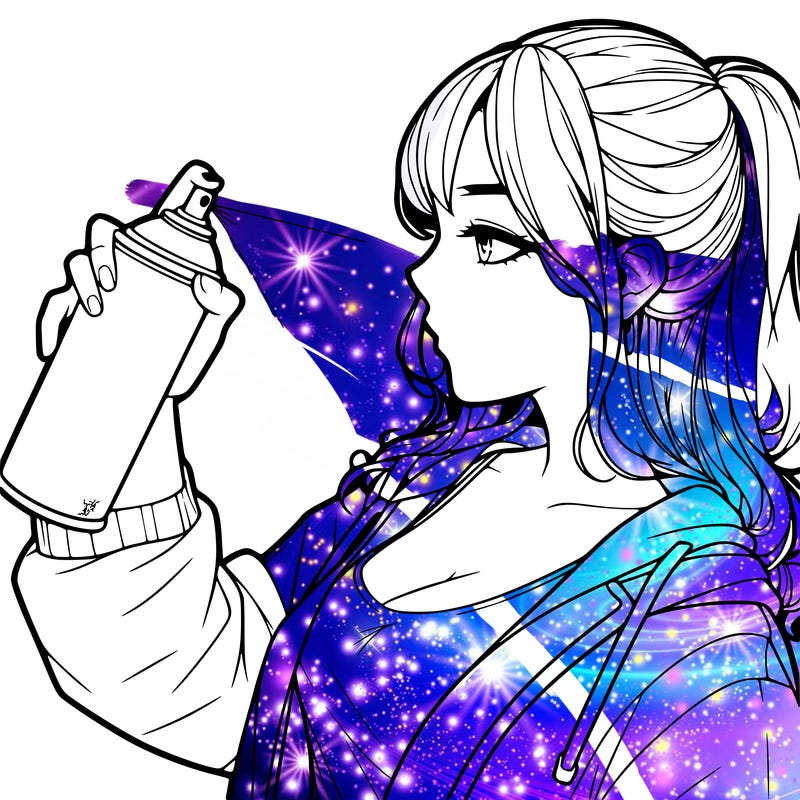 a realistic girl spray, painting