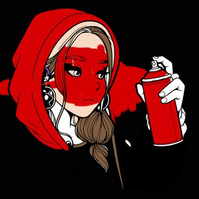 a realistic girl, spray painting