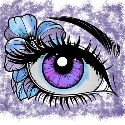 realistic eye with flower