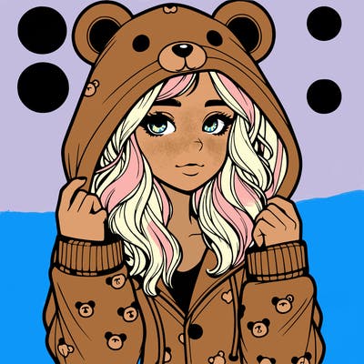 realistic girl in a animal pjs hoodie