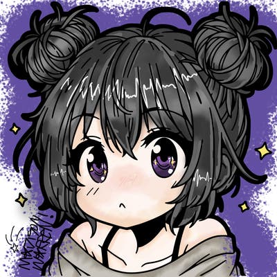 a manga girl with messy small buns