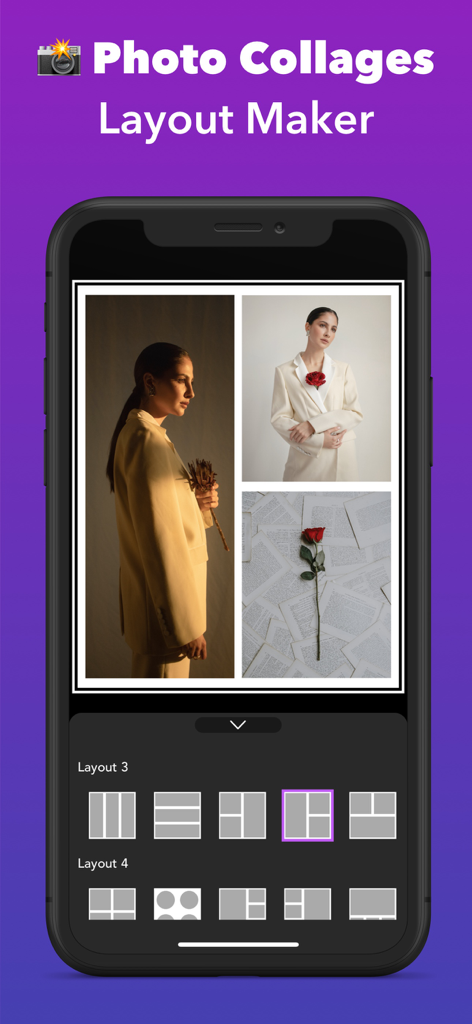 Griddy app interface for creating photo collages and grid layouts