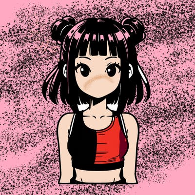 manga girl with crop top