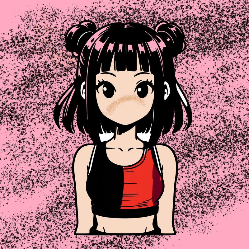 manga girl with crop top