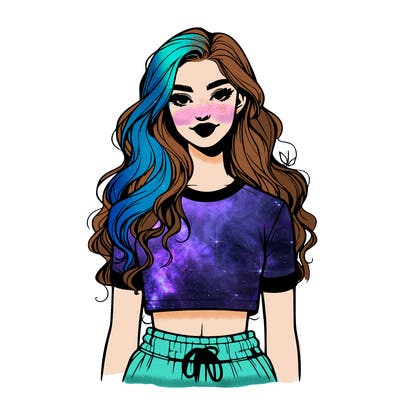 realistic girl with a crop top split