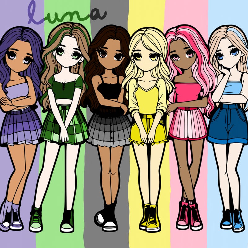 a group of girls realistic