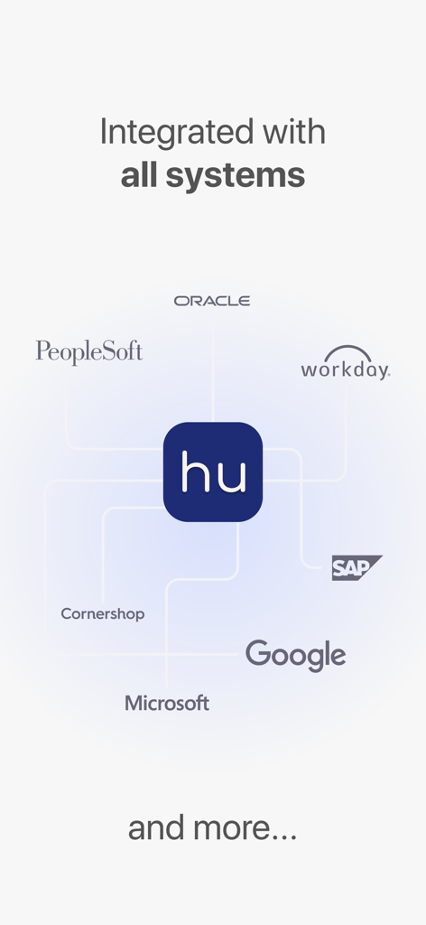 Oracle SAP 및 Microsoft와 같은 엔터프라이즈 시스템과의 Humand 앱 통합