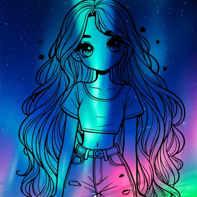 girl with long hair with jeans and crop top