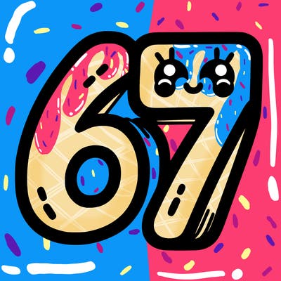the numbers 67