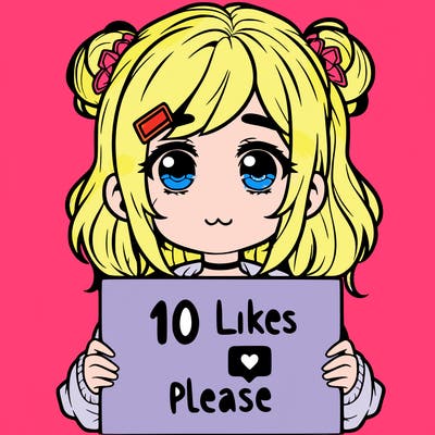 a girl with a sign saying 10 likes please