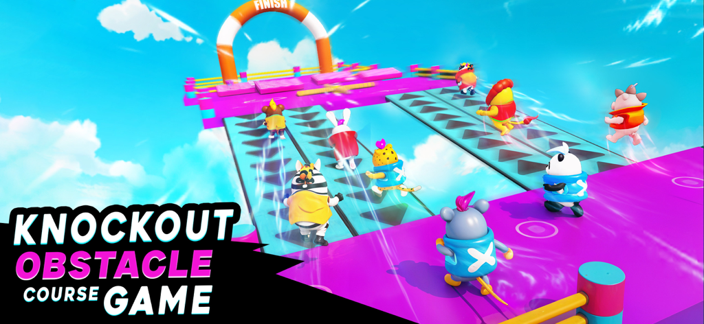 Animal Fall.io - Cute animal characters racing through a vibrant 3D knockout obstacle course