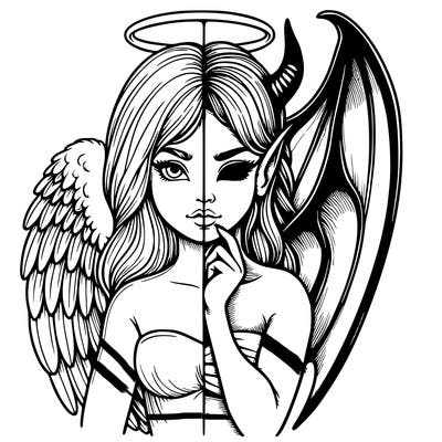 realistic angel half demon