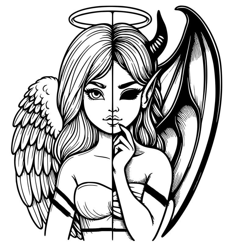 realistic angel half demon