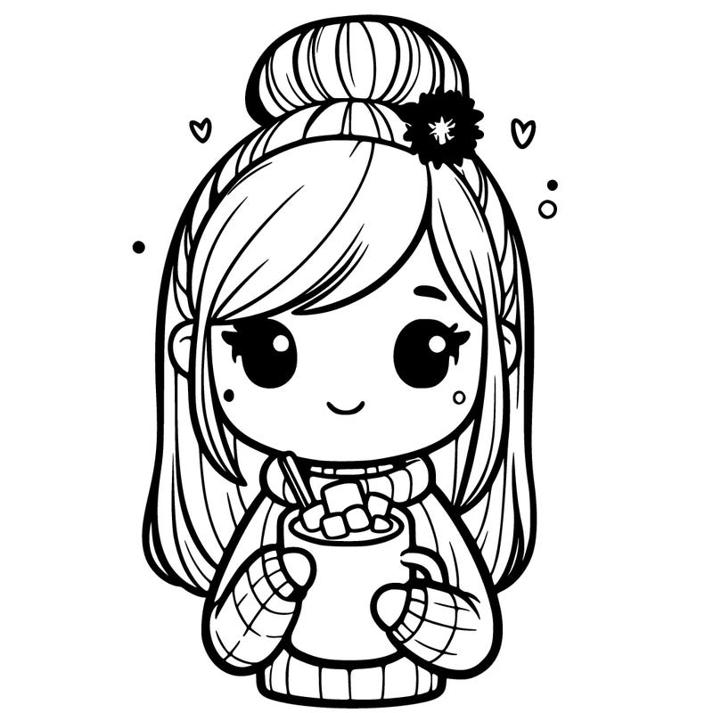 girl holding hot chocolate with marshmallow