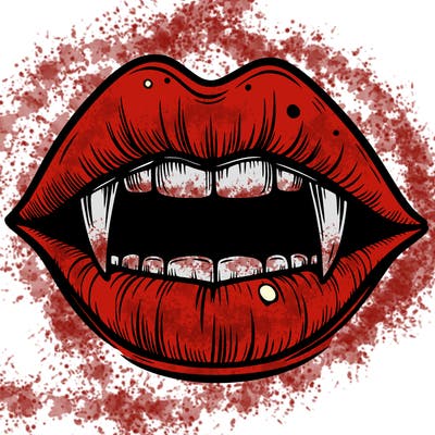 lips with vampire teeth