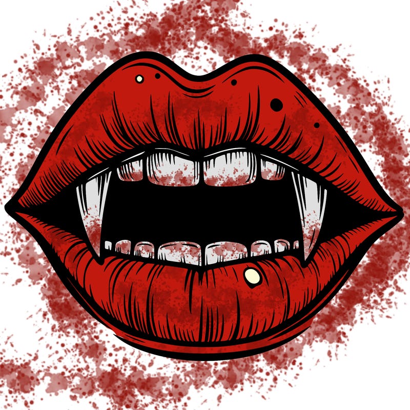 lips with vampire teeth