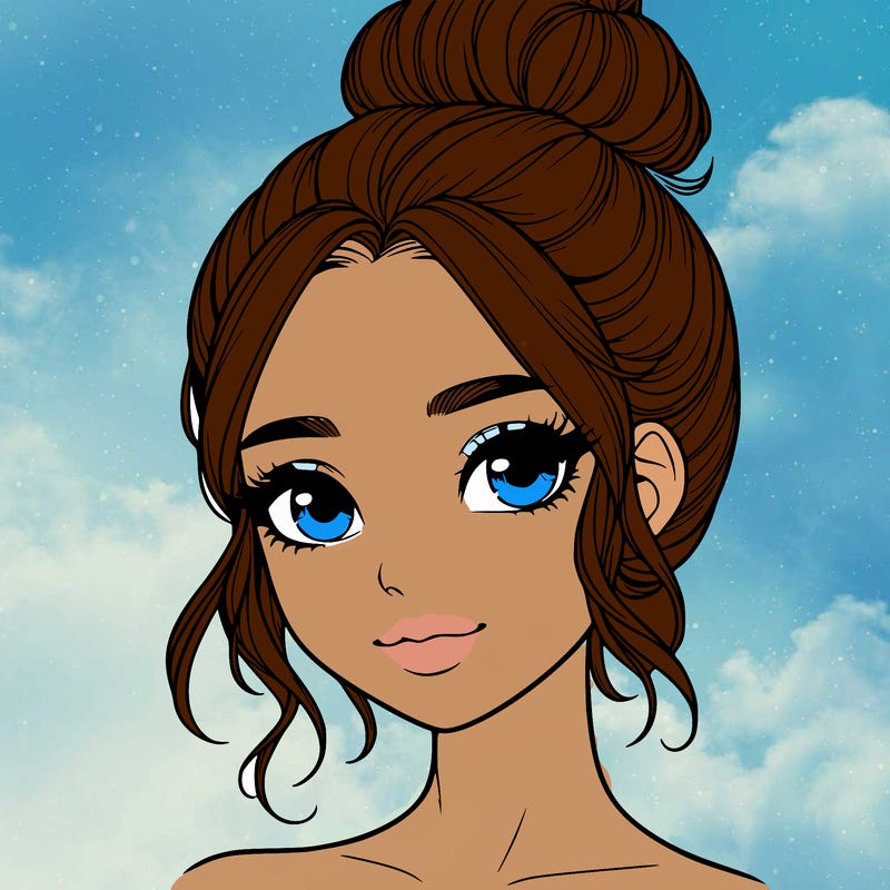 realistic pretty girl with hair in bun