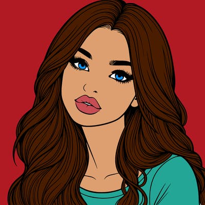 realistic girl with hair on her hair and lips