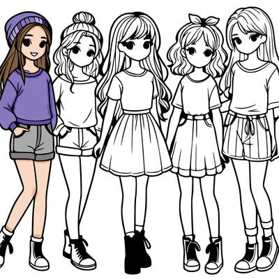 a group of five girls