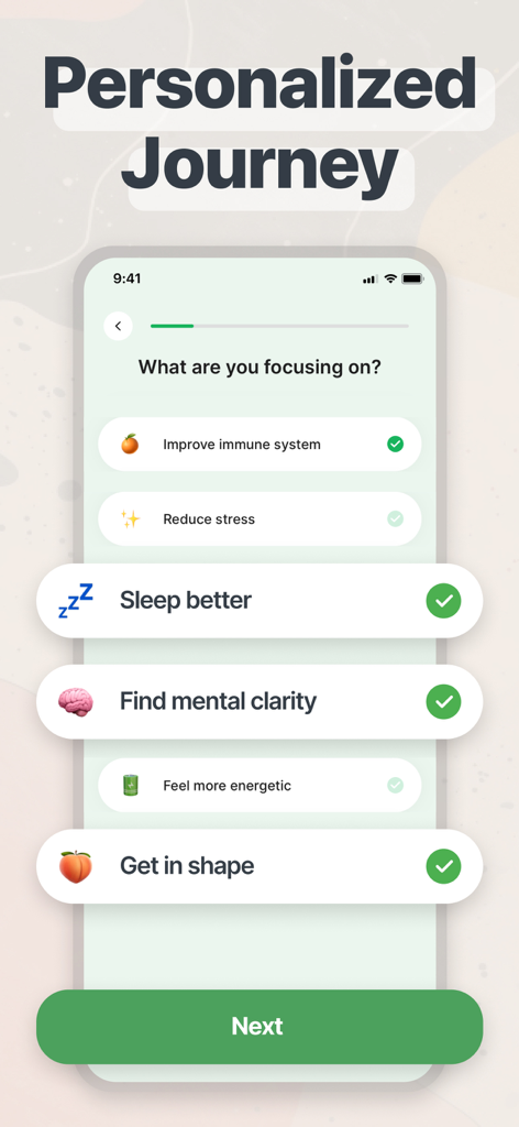 Fastingo: Intermittent Fasting - Pantalla de incorporación de la app Fastingo para seleccionar objetivos de salud personalizados