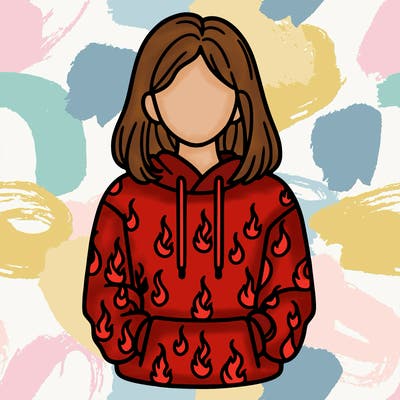 woman with fire hoodie