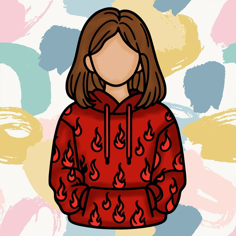 woman with fire hoodie