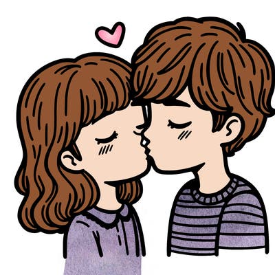 girl and guy kissing