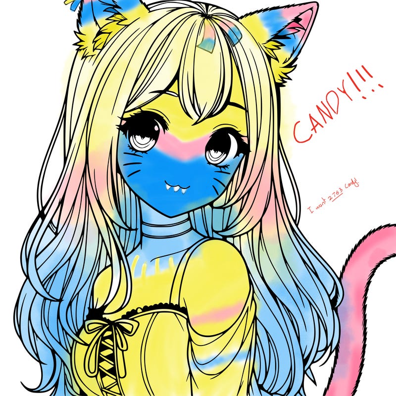 realistic girl with cat ears and a cat tail