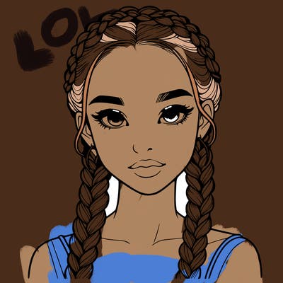 realistic girl with braids