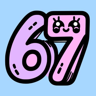the numbers 67