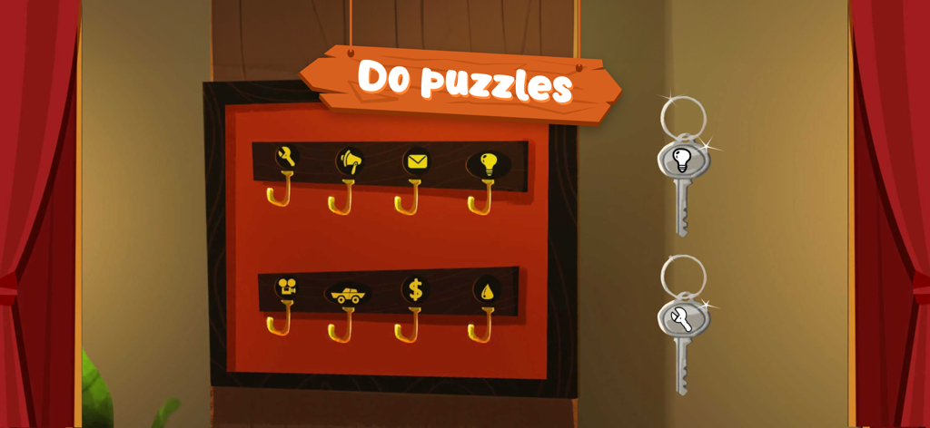 A children's educational key matching puzzle from Zac and Zoey Interactive Stories.