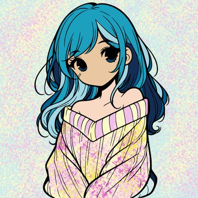 shy pretty girl wearing a sweater that is falling off one shoulder portrait