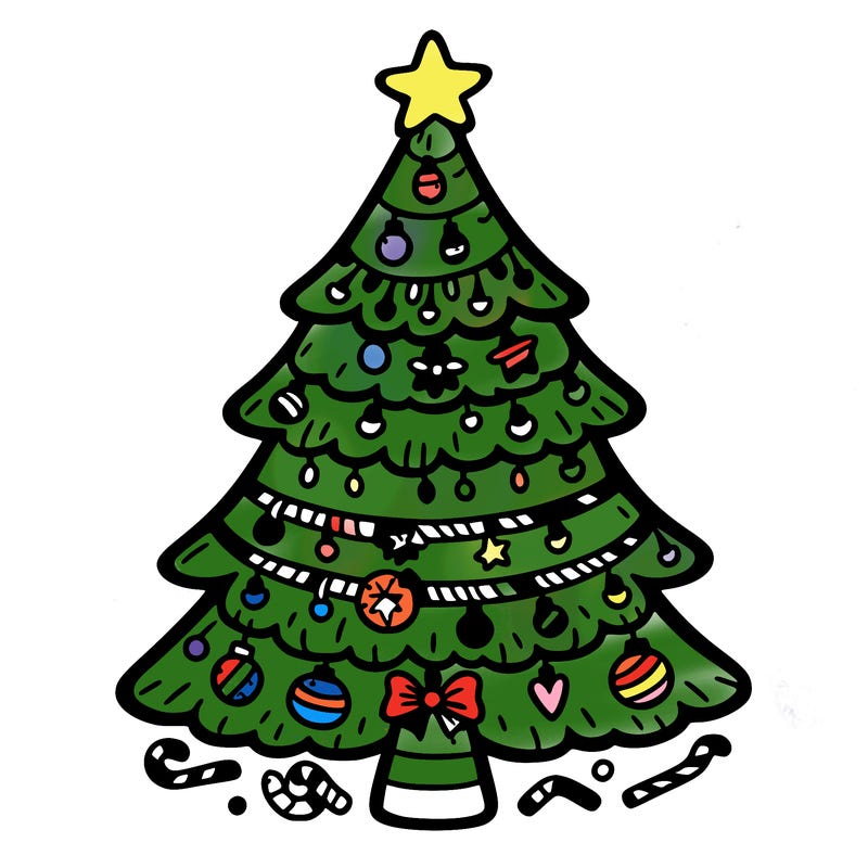 christmas tree with lots of details