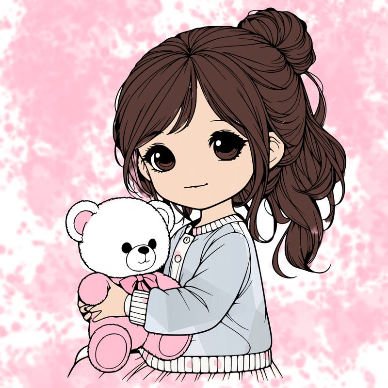 realistic little girl with a teddy bear