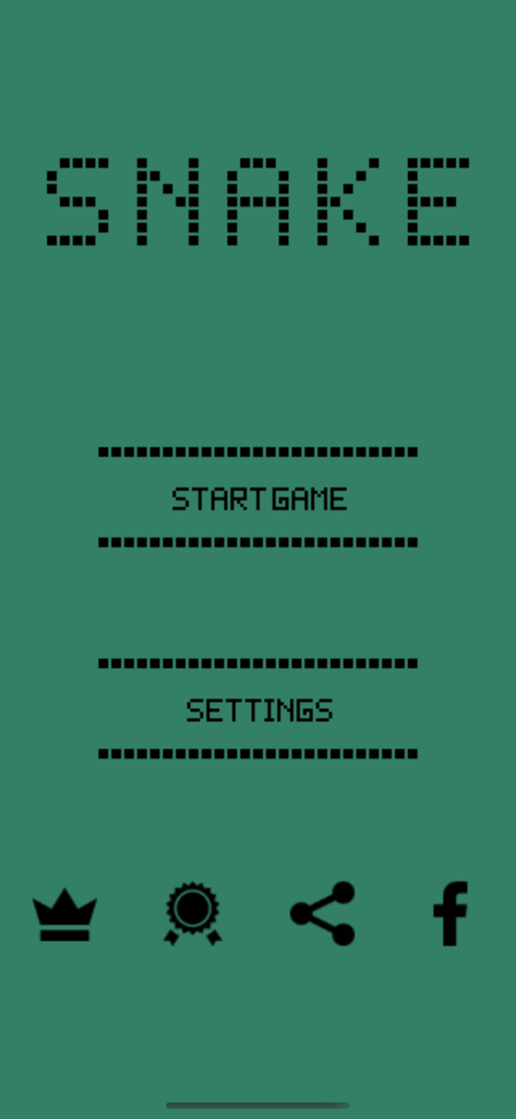Main menu of the Snake Classic Retro Arcade mobile game featuring a green pixelated retro interface