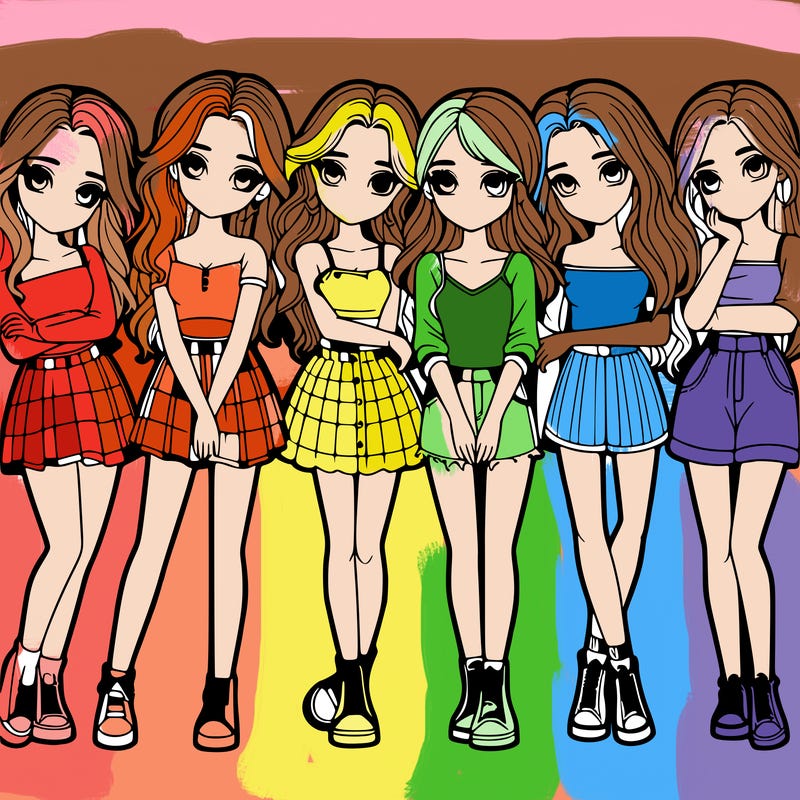 a group of girls realistic