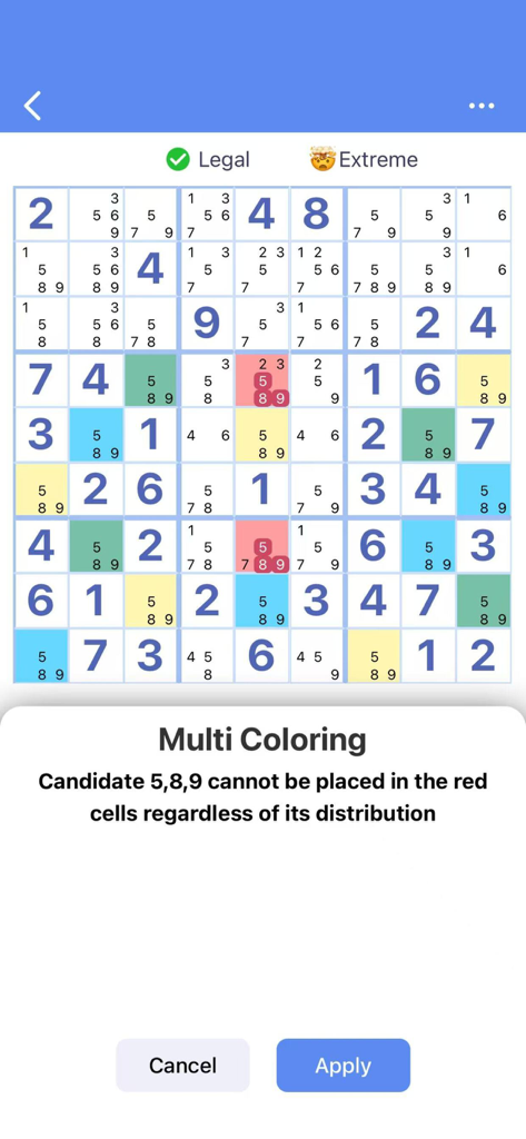 Sudoku Custom: Solve & Learn - Résolution avancée de Sudoku utilisant la technique de multi-coloration sur un puzzle de difficulté extrême