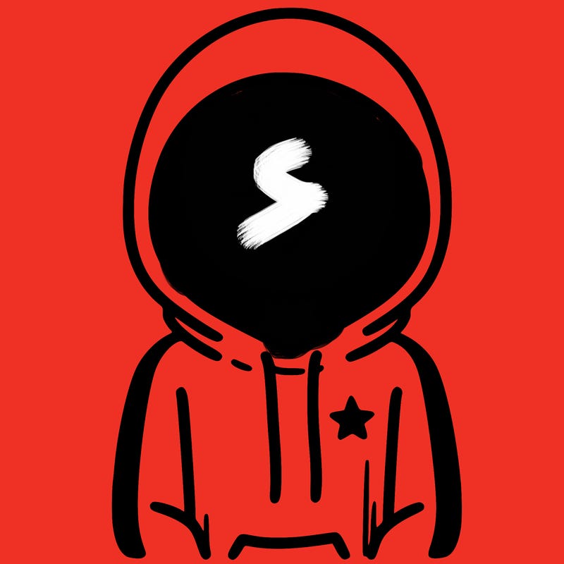 a person with non face waering a hoodie with a small star symbol on the hoodie