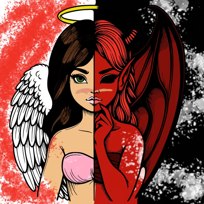 realistic angel half demon