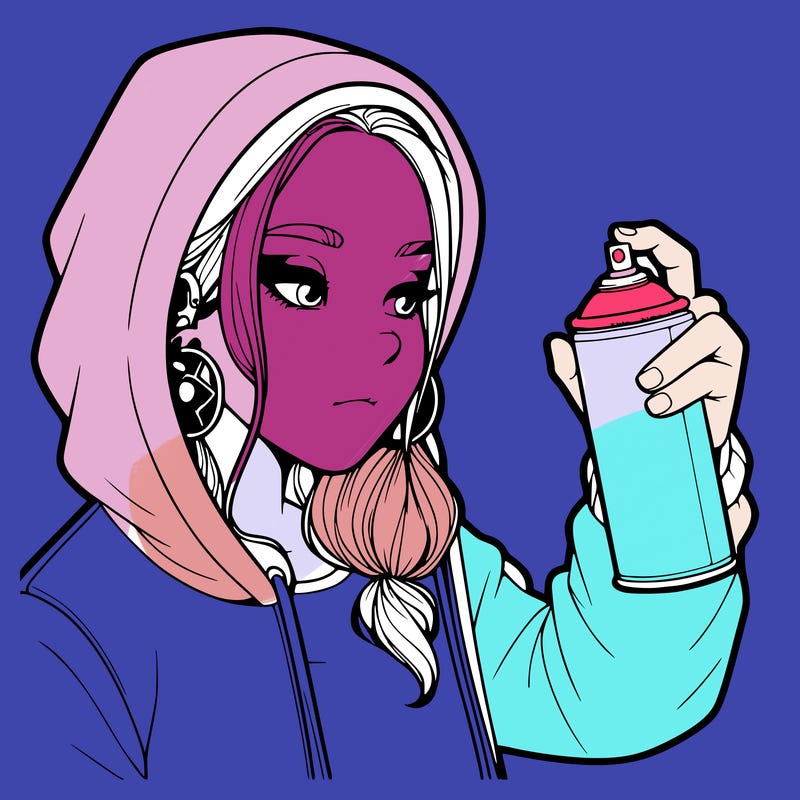 a realistic girl, spray painting