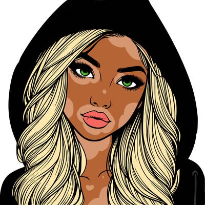 realistic beautiful girl with a hood on