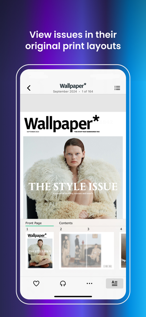PressReader: News & Magazines - PressReaderアプリ内でWallpaper誌のオリジナルの印刷レイアウトを表示する携帯電話。