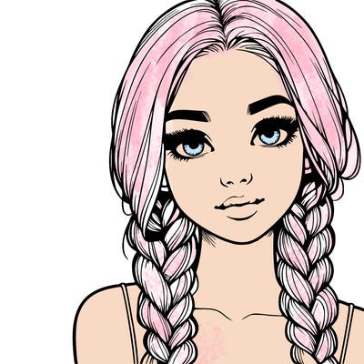 realistic girl with braids