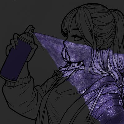 a realistic girl spray, painting