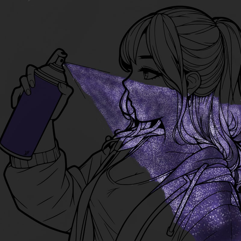 a realistic girl spray, painting