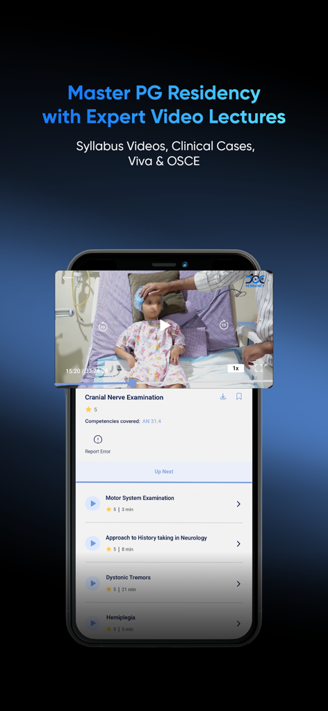 DocTutorials-NEET PG, SS, FMGE - DocTutorials mobile app interface showing expert video lectures and clinical cases for PG residency