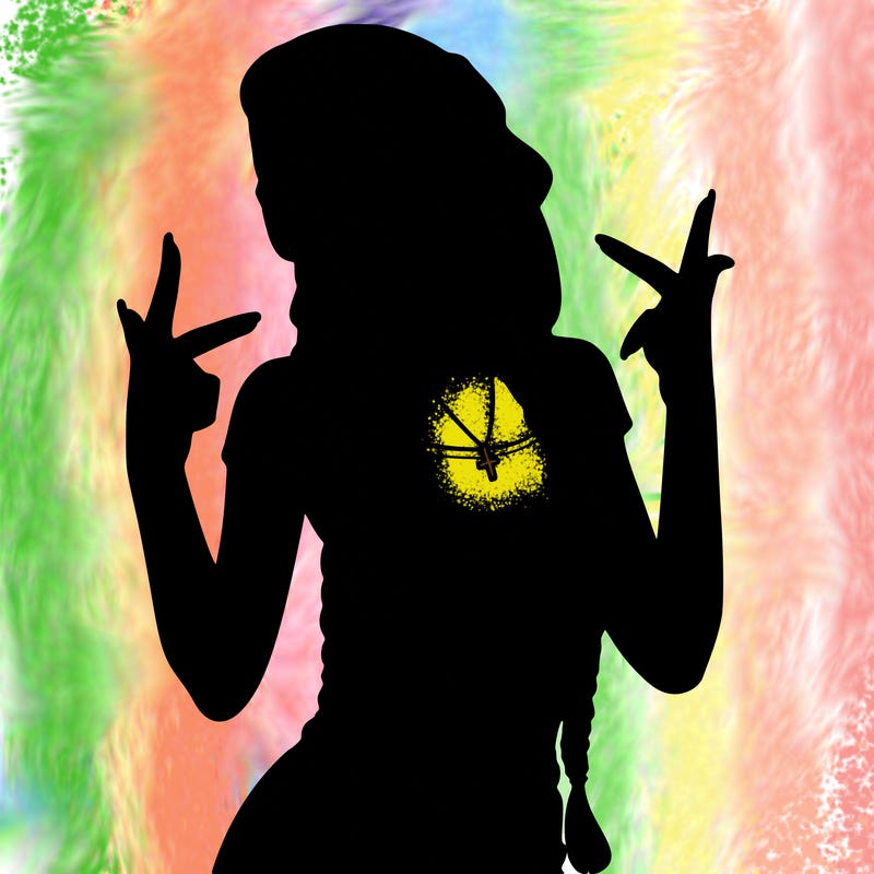 realistic teenage girl with braids and a beanie and crop top doing 🫶🏼