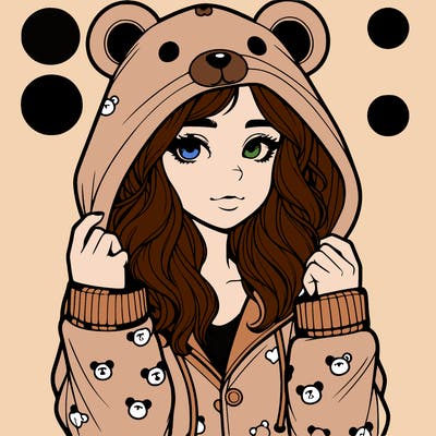 realistic girl in a animal pjs hoodie
