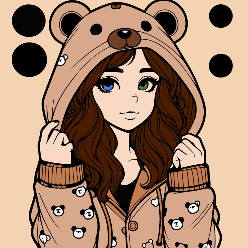 realistic girl in a animal pjs hoodie